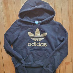 Adidas black and gold trefoil hoodie